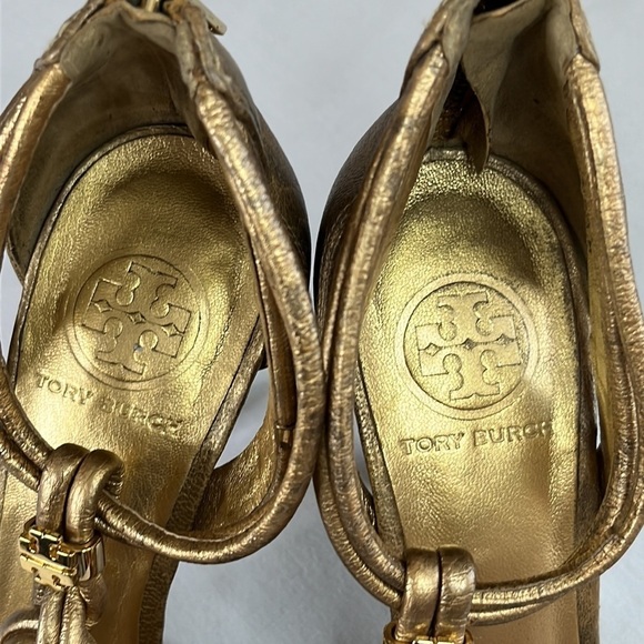 Tory Burch Constance gold braided T-strap high heels - Picture 7 of 15
